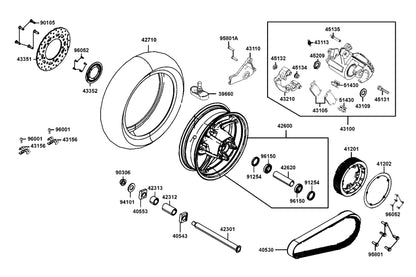 KYMCO Rear Wheel exploded-view diagram, AK 550i ABS