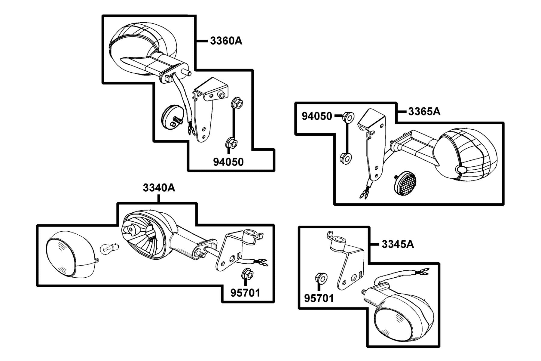 KYMCO Front Winker exploded-view diagram, Agility 125