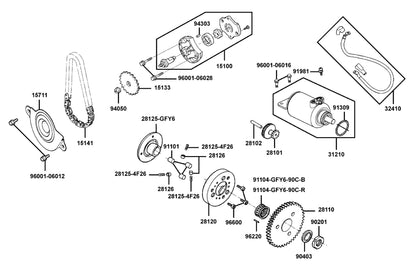 Brg Needle 28X32X17 red(0~-0.002) — 91104-GFY6-90C-R — KYMCO exploded-view diagram