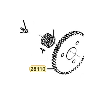 KYMCO Starting Clutch Gear Complete 28110-LEB1-900, part location on the factory exploded-view diagram