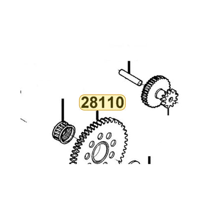 KYMCO Starting Driven Gear Complete 28110-LEB1-C00, part location on the factory exploded-view diagram