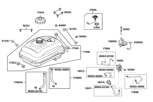 Clamp D8 Tube — 95002-40800-08 — KYMCO exploded-view diagram