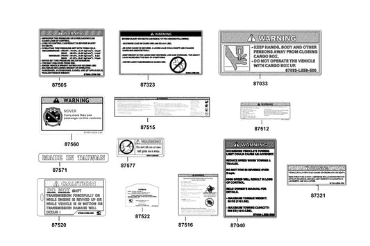 Drive Warning — 87516-ALE8-E00-T01 — KYMCO exploded-view diagram