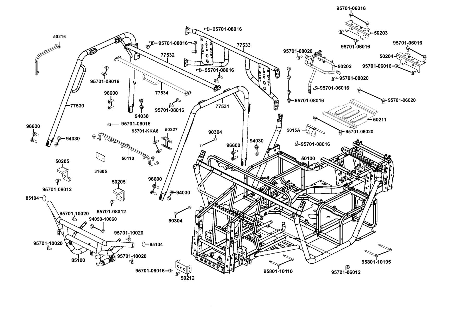 L Pipe Assy Roof — 77531-AGA5-M00 — KYMCO exploded-view diagram