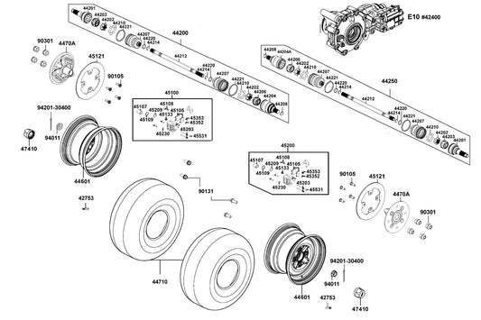 Tire Assy Fr /kenda 25*8.00-12 2P Tl — 44710-LEE8-90A — KYMCO exploded-view diagram