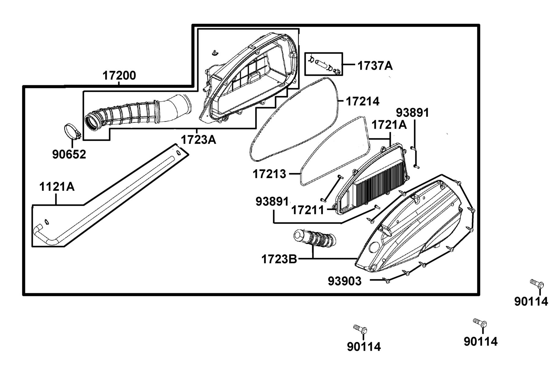 V Tube Assy — 1737A-ABD2-C00 — KYMCO exploded-view diagram