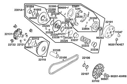Piece Slide Set (1SET:3PCS) — 22132-KHE7-305 — KYMCO exploded-view diagram