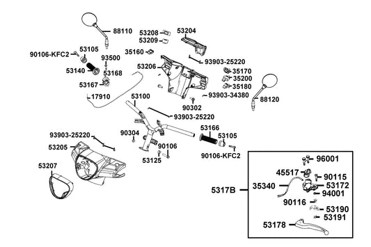 Cover — 53209-ACC1-E10-U1P — KYMCO exploded-view diagram