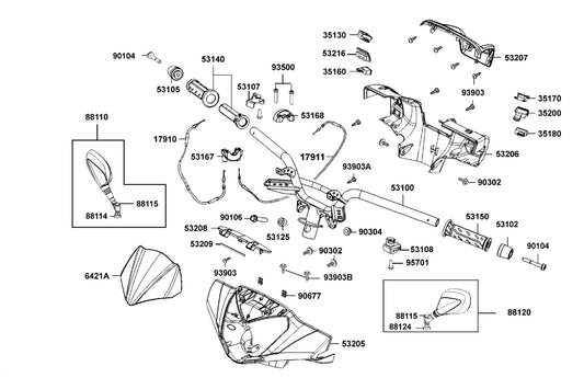 Seal Cover Visor — 53209-LGE5-E00 — KYMCO exploded-view diagram