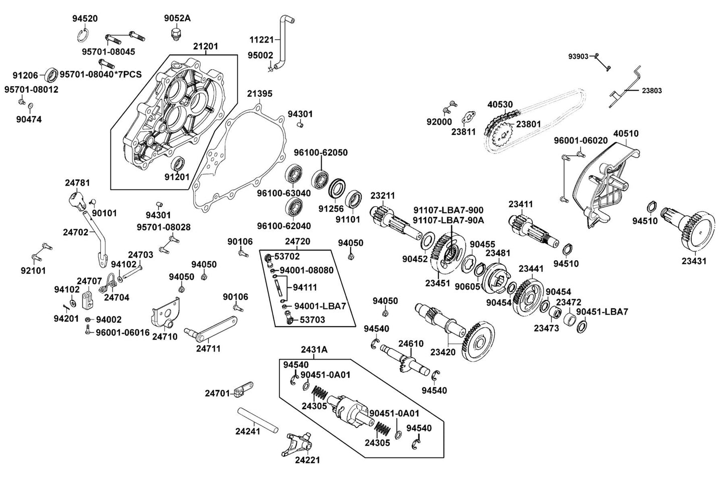 Oil Seal 24.8*52.2*7 — 91256-LLB1-900 — KYMCO exploded-view diagram
