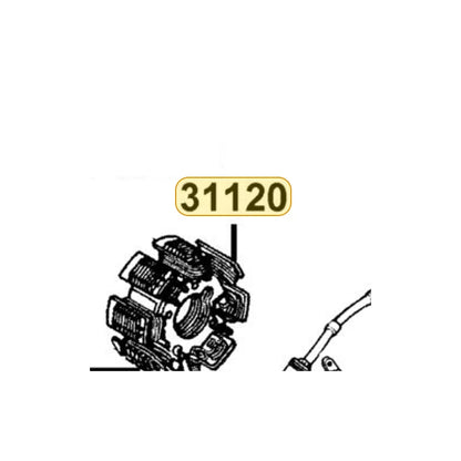 KYMCO Stator Complete 31120-LDC8-E10, part location on the factory exploded-view diagram