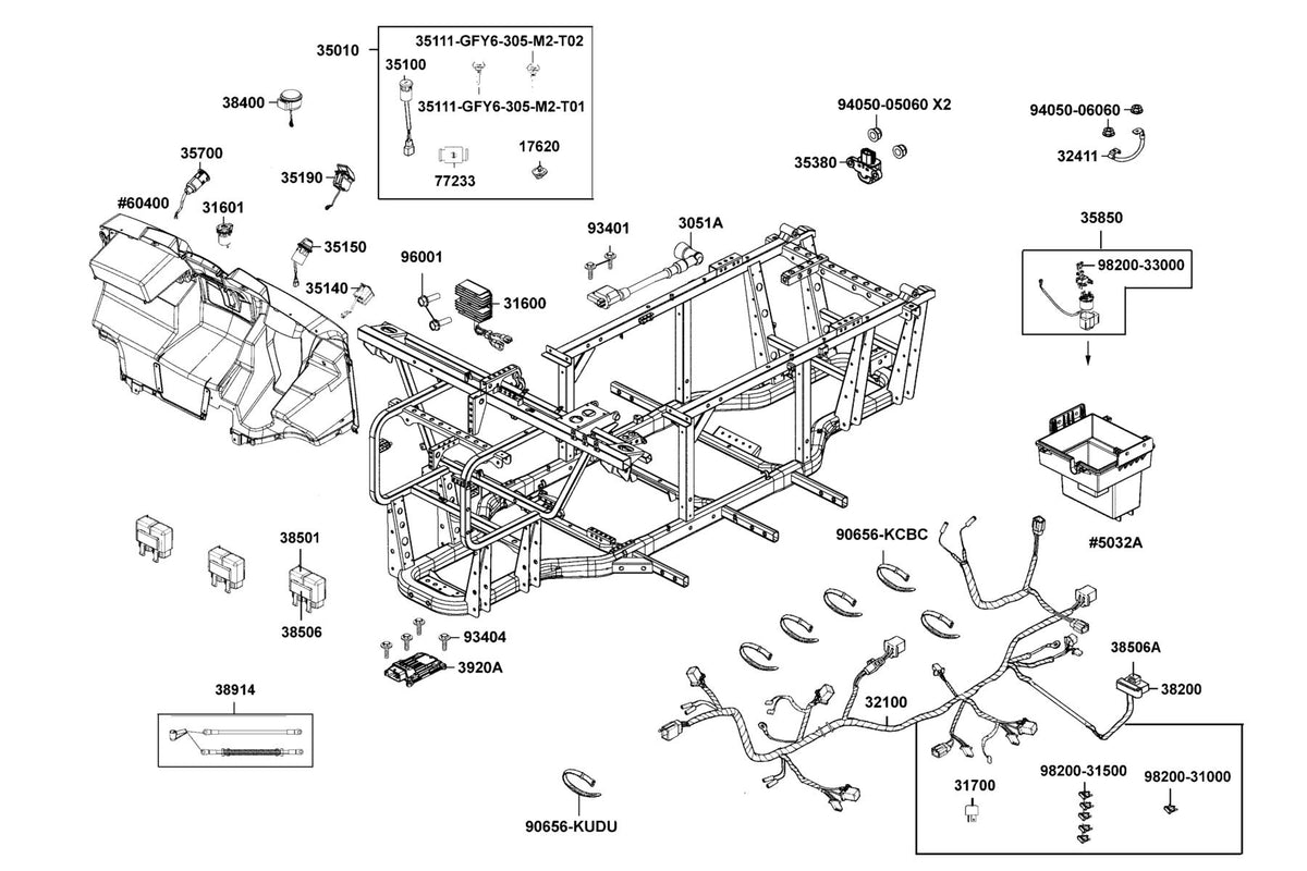 KYMCO Harness Wire exploded-view diagram, UXV 450