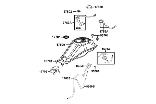 Tank Comp Fuel — 17500-LKL5-C00 — KYMCO exploded-view diagram