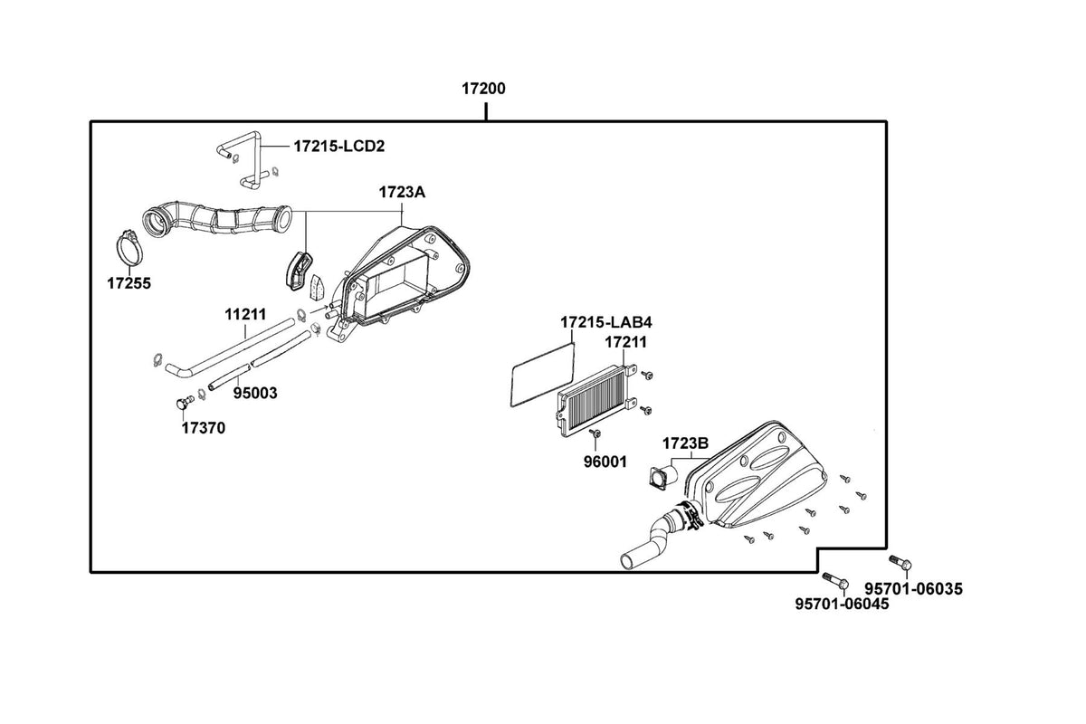 KYMCO Air Cleaner exploded-view diagram, Super 8 50