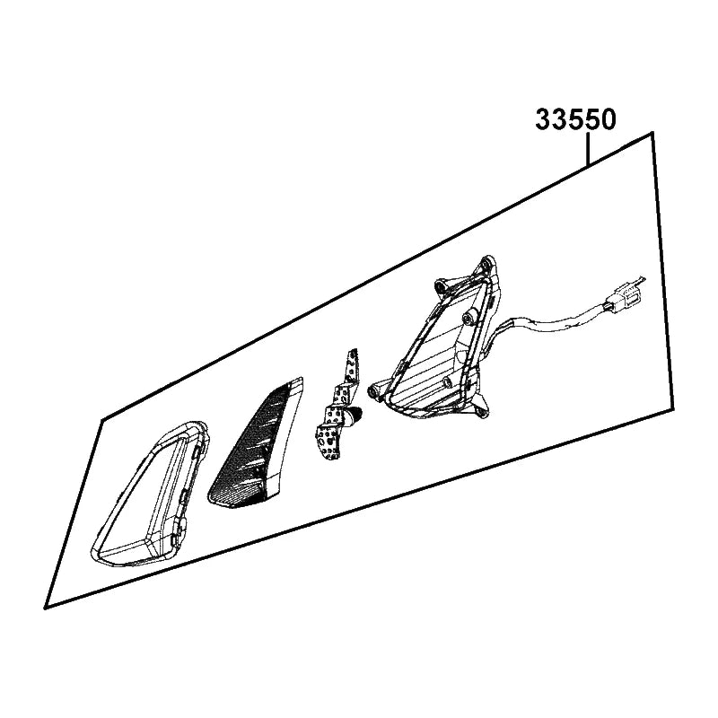 KYMCO Winker Assembly Left Front 33550-AEA7-M30, part location on the factory exploded-view diagram