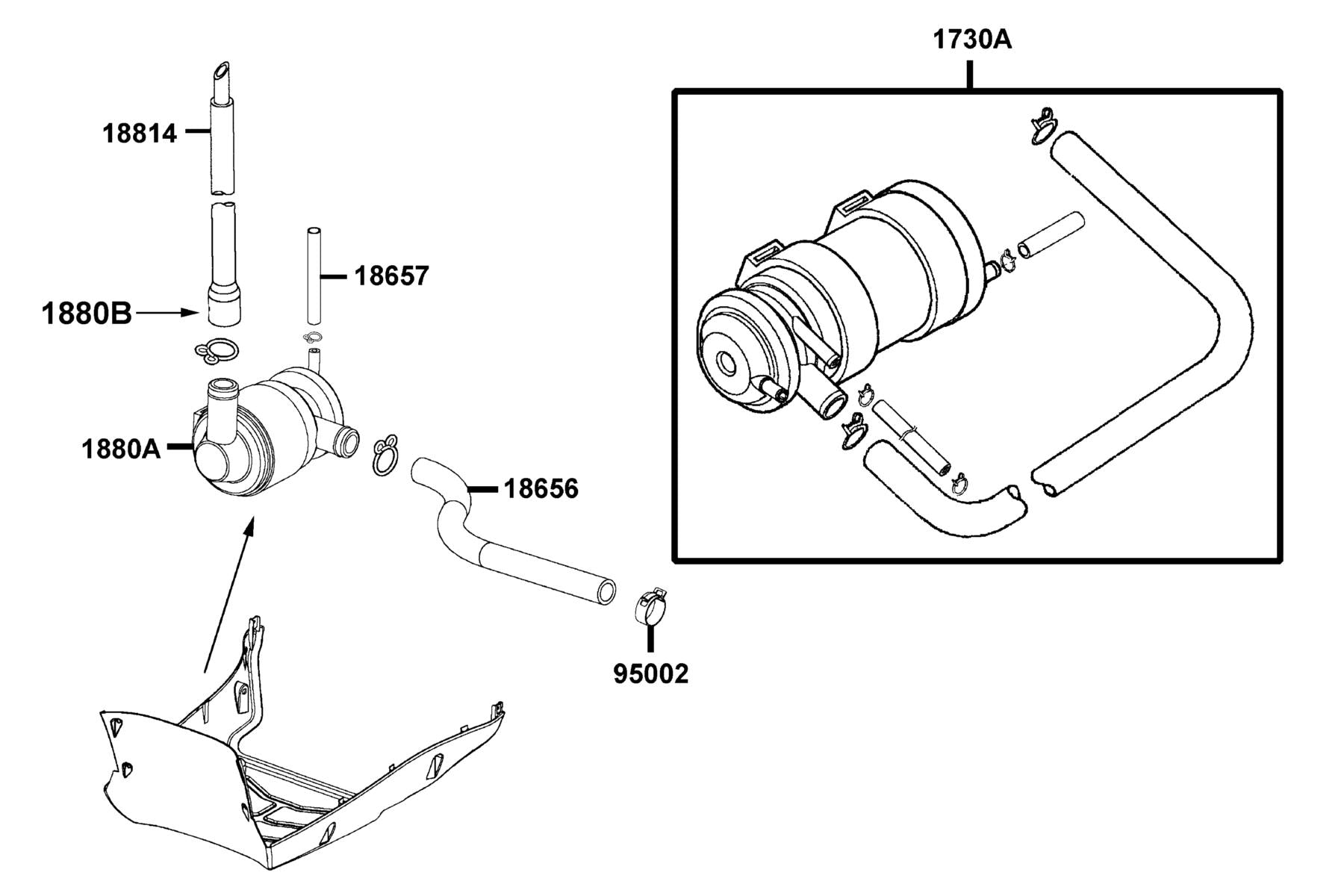 "canister Assy.,tube" — 1730A-LDF7-M31 — KYMCO exploded-view diagram