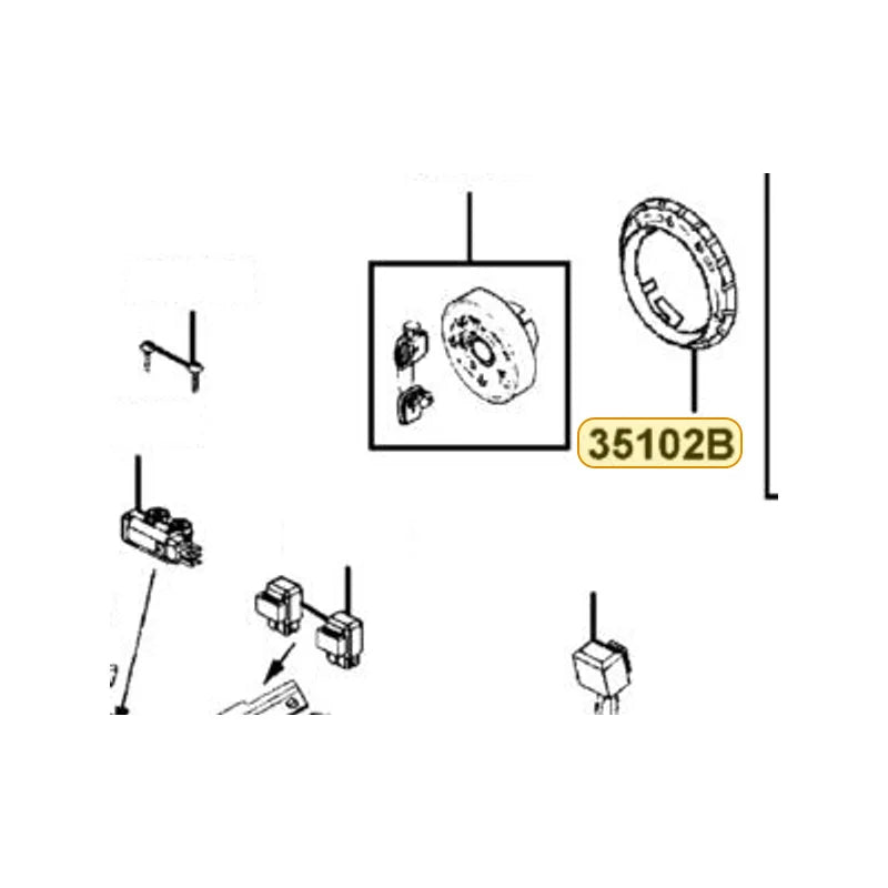 KYMCO Main Switch Collar 35102-LEB1-90A, part location on the factory exploded-view diagram