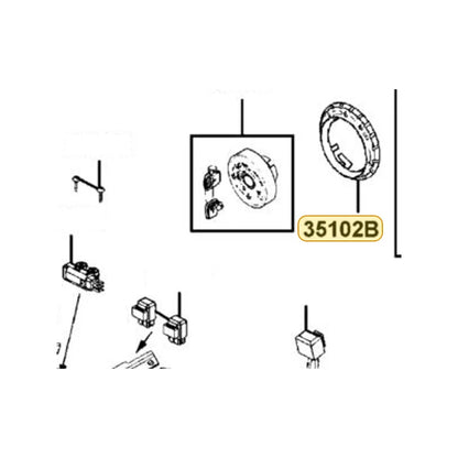 KYMCO Main Switch Collar 35102-LEB1-90A, part location on the factory exploded-view diagram