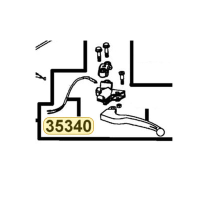 KYMCO Front Stop Switch Assembly 35340-AEH2-M40, part location on the factory exploded-view diagram