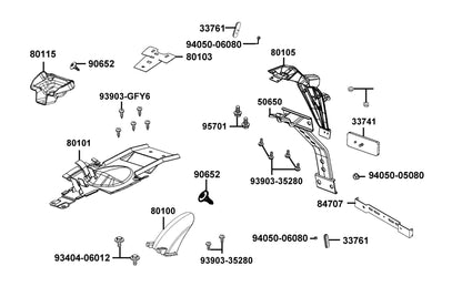 KYMCO Rear Fender exploded-view diagram, K-Pipe 125