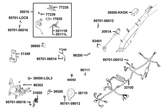 "cable,seat Lock" — 77240-LFC2-E10 — KYMCO exploded-view diagram
