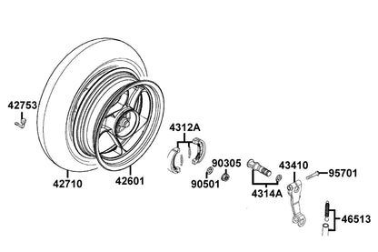 KYMCO Rear Wheel exploded-view diagram, Agility 125