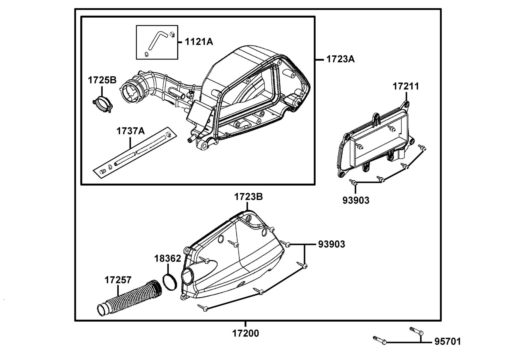 V Tube Assy — 1737A-KUDU-C00 — KYMCO exploded-view diagram