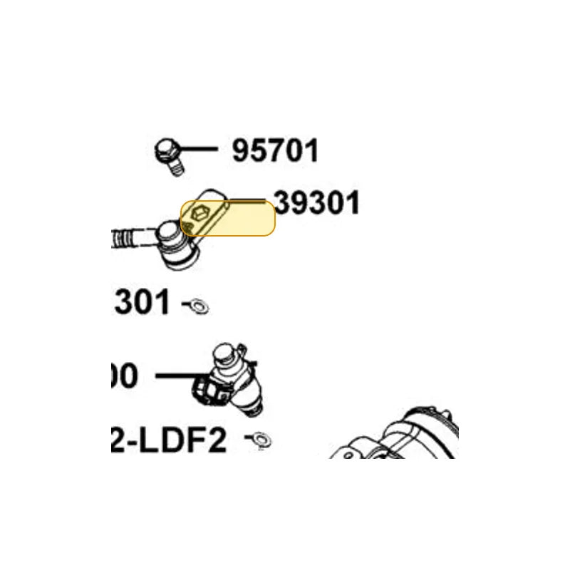 KYMCO Fuel Injector Cup Complete 39301-LDF2-M91, part location on the factory exploded-view diagram