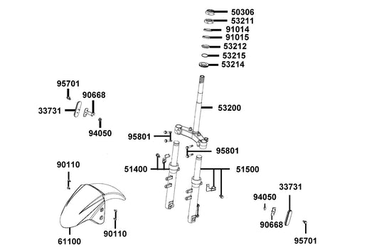 Fork Assy L Fr — 51500-LDC8-E10-NGA — KYMCO exploded-view diagram