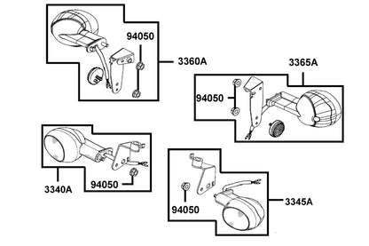 KYMCO Front Winker exploded-view diagram, Agility 50