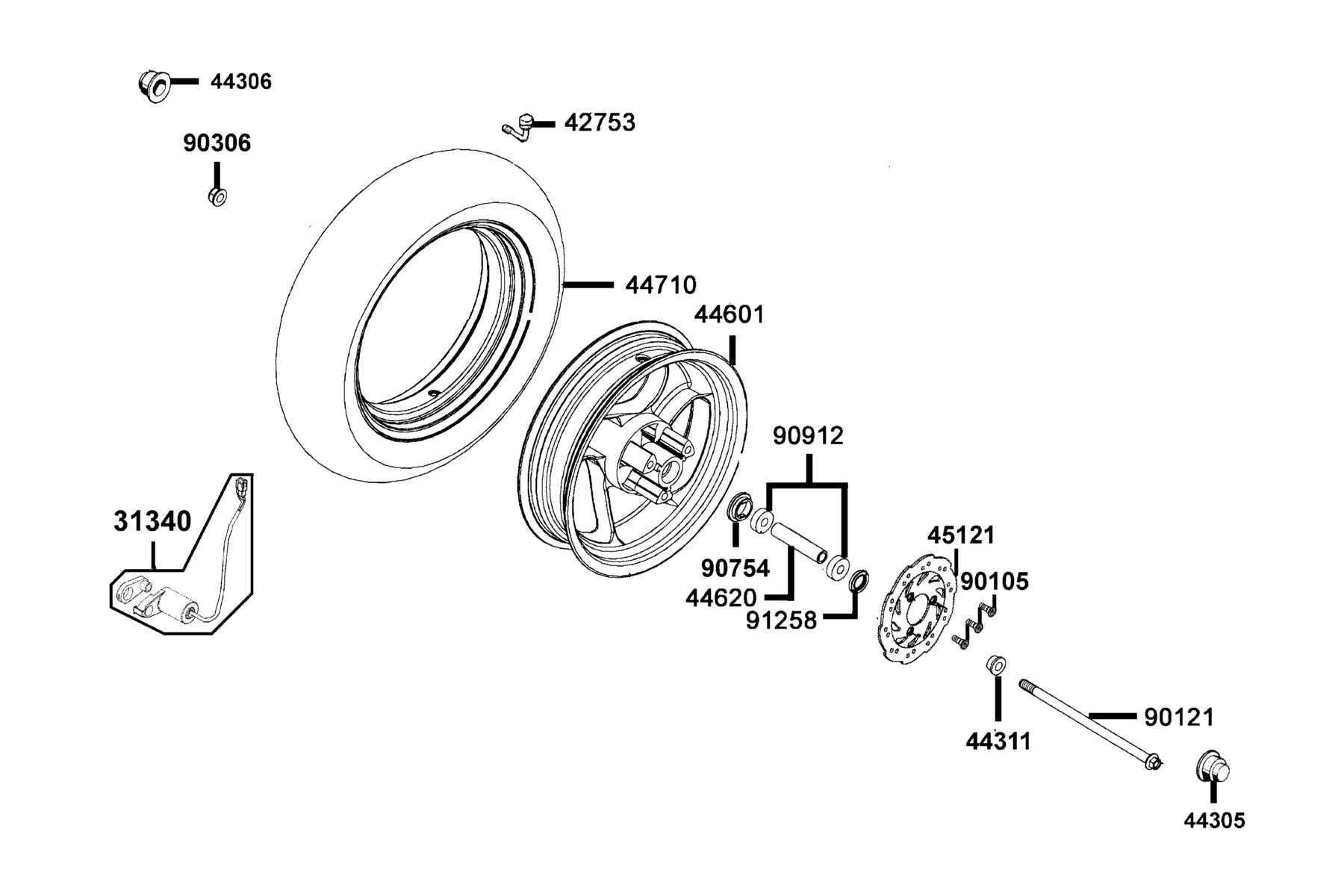 Nut Flange 12MM(B) — 90306-KLF0-C02 — KYMCO exploded-view diagram