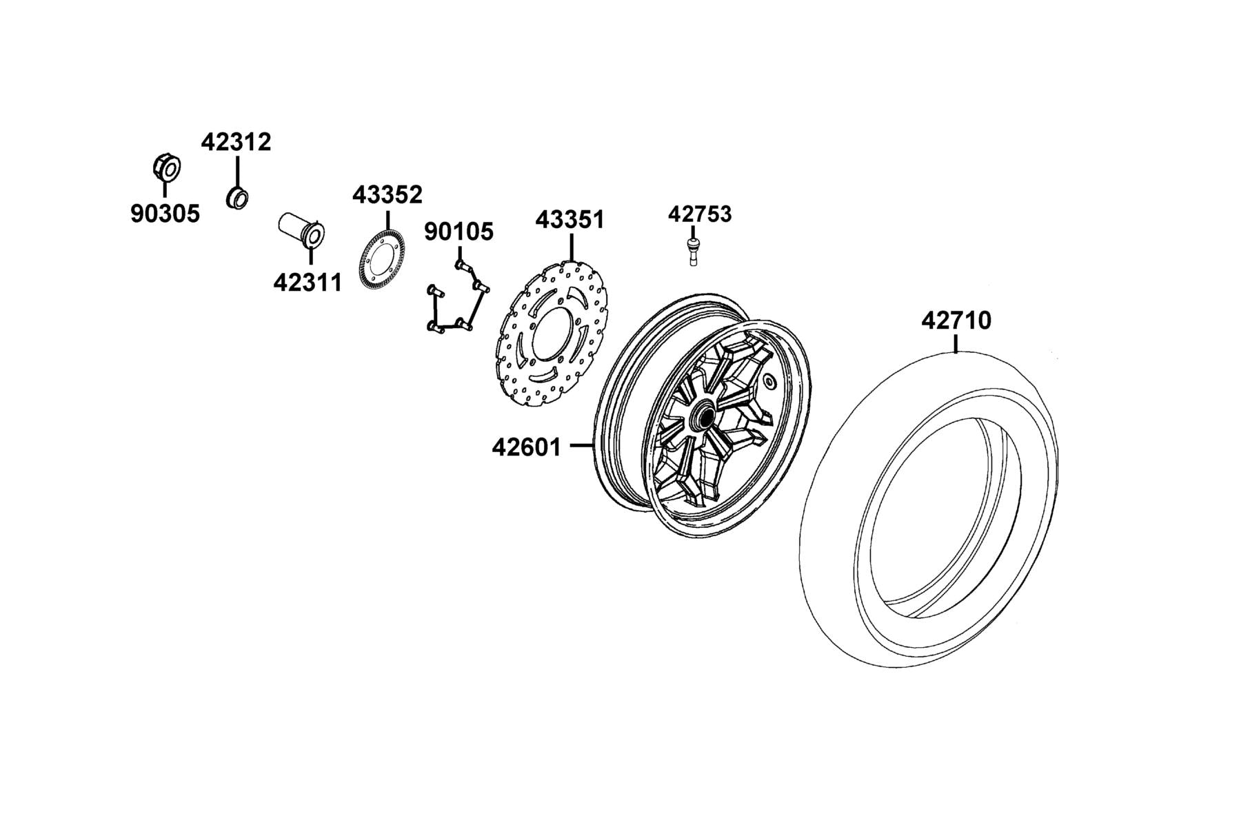 Nut U Flange 16MM (cr) — 90305-KKAK-C00 — KYMCO exploded-view diagram