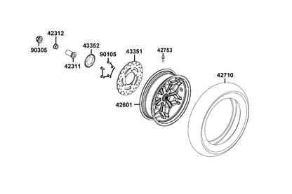 Nut U Flange 16MM (cr) — 90305-KKAK-C00 — KYMCO exploded-view diagram