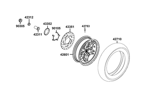 Nut U Flange 16MM (cr) — 90305-KKAK-C00 — KYMCO exploded-view diagram