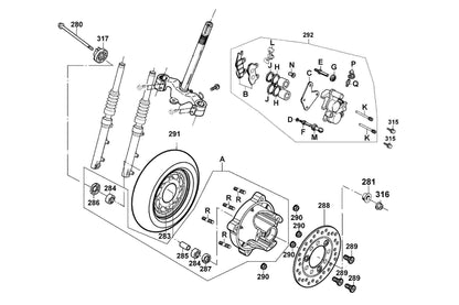 KYMCO Front Wheel exploded-view diagram, Filly 50