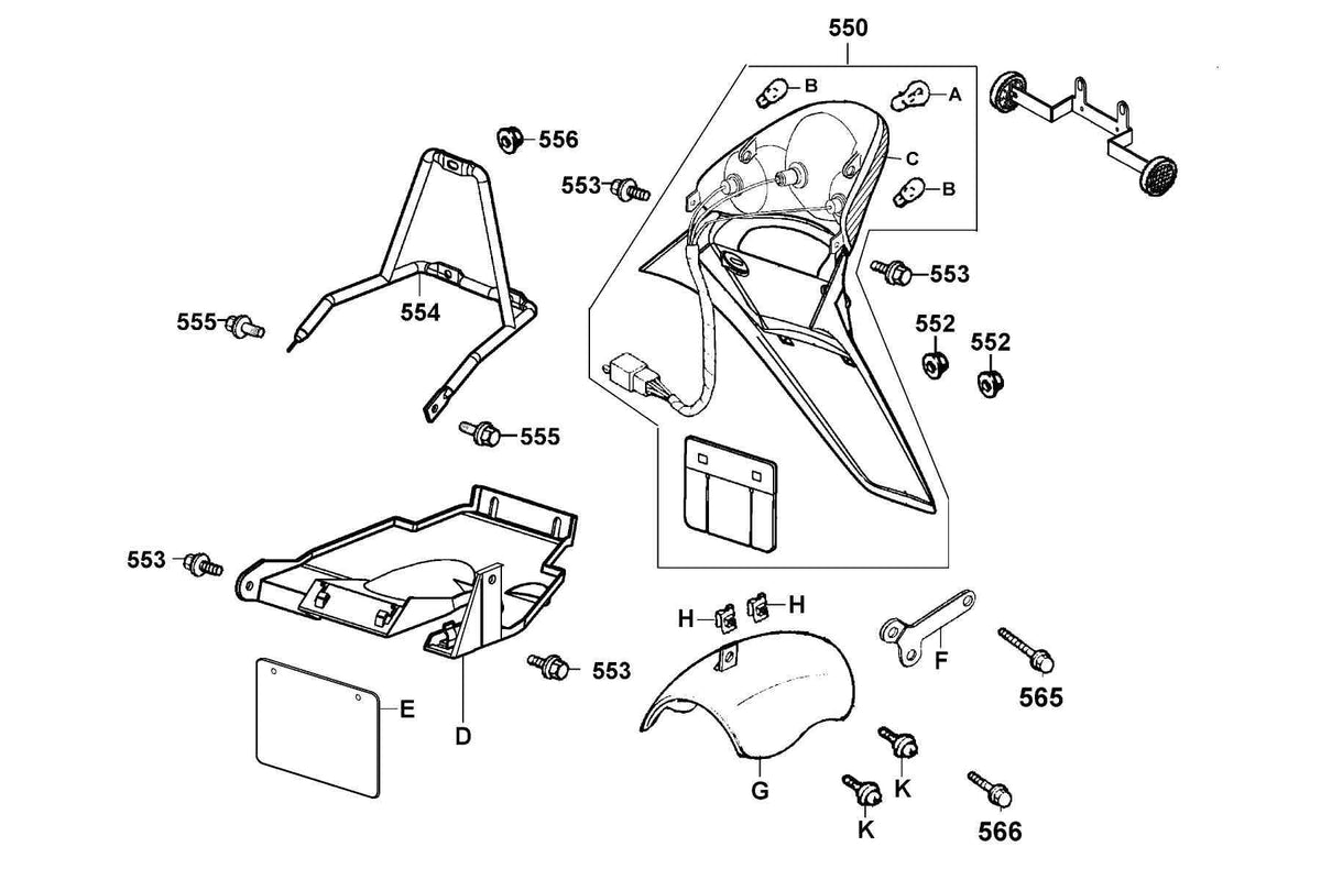 KYMCO Rear Light exploded-view diagram, Filly 50