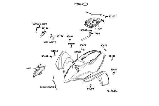 Guide Cover Change Hndl (black) — 60120-LBA7-900-N1R — KYMCO exploded-view diagram