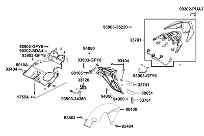 KYMCO Tail Light exploded-view diagram, Super 8 150