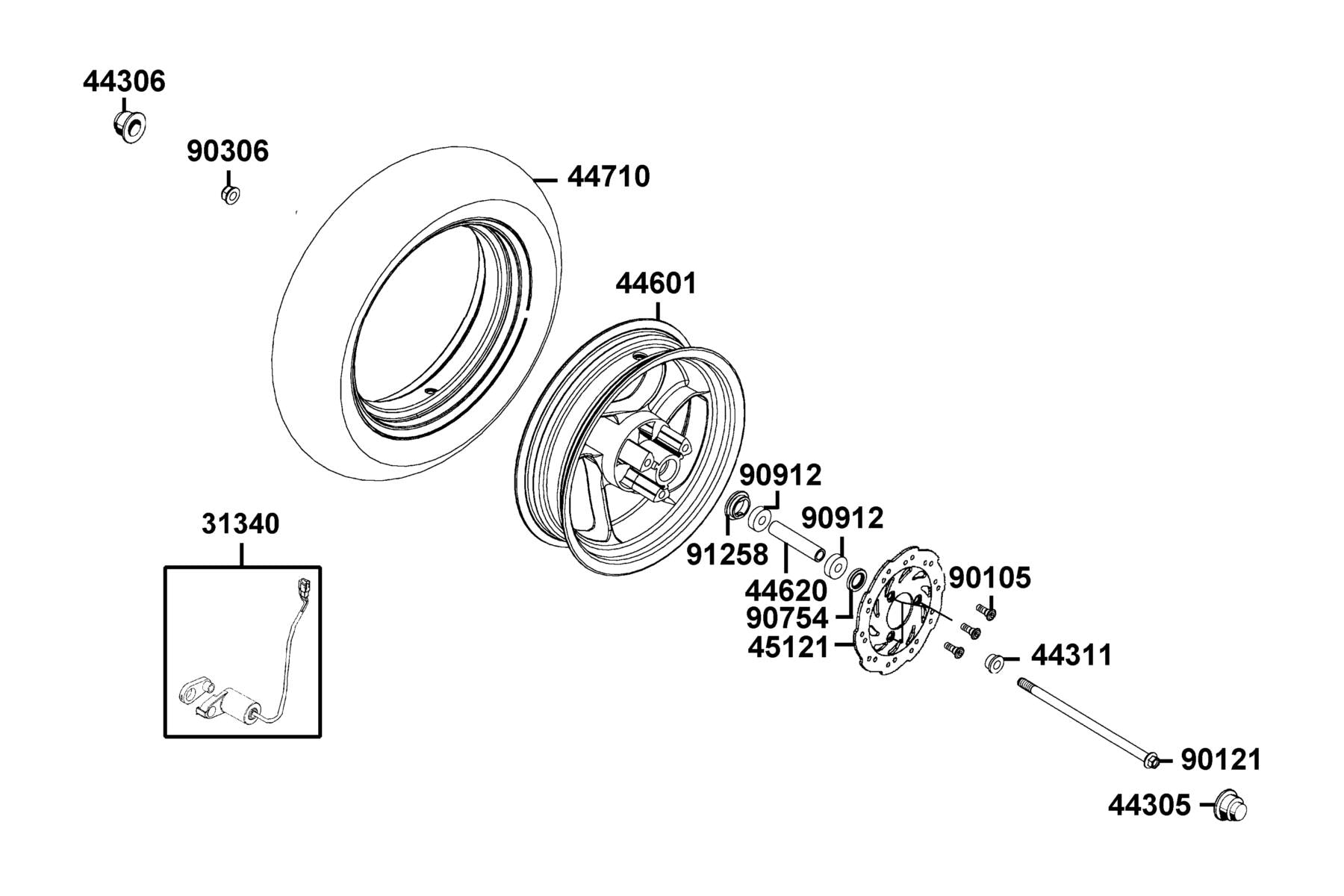 Nut Flange 12MM(B) — 90306-KLF0-C02 — KYMCO exploded-view diagram