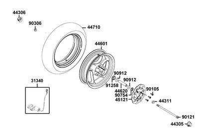 Nut Flange 12MM(B) — 90306-KLF0-C02 — KYMCO exploded-view diagram