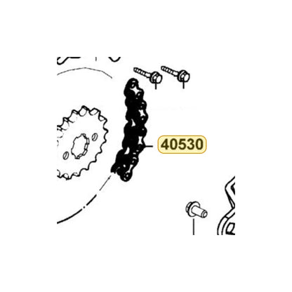 KYMCO Drive Chain (428Uo-72) 40530-PTA7-900, part location on the factory exploded-view diagram