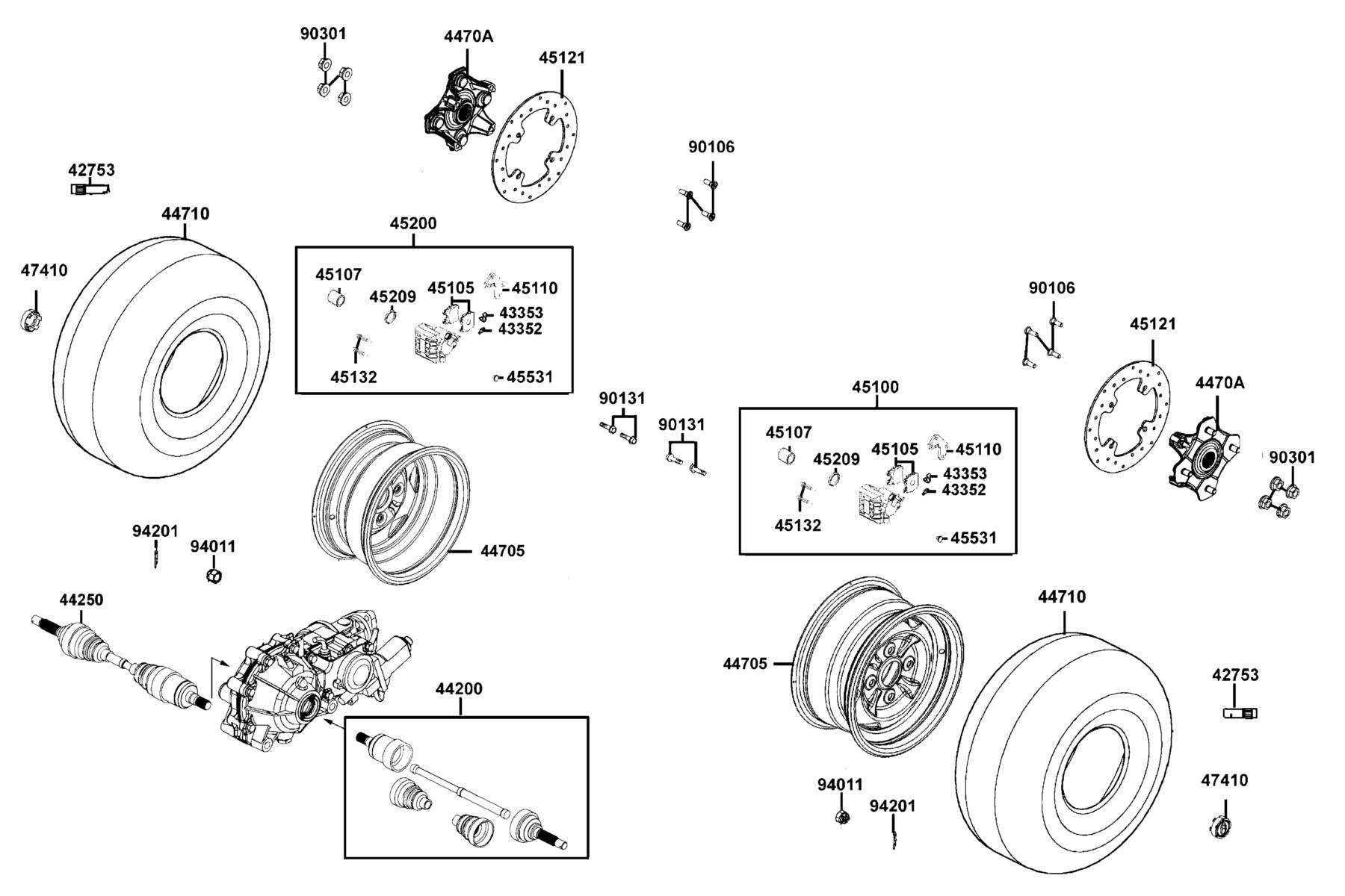 Tire Assy Fr AT25X8-12 — 44710-LKM5-90B — KYMCO exploded-view diagram