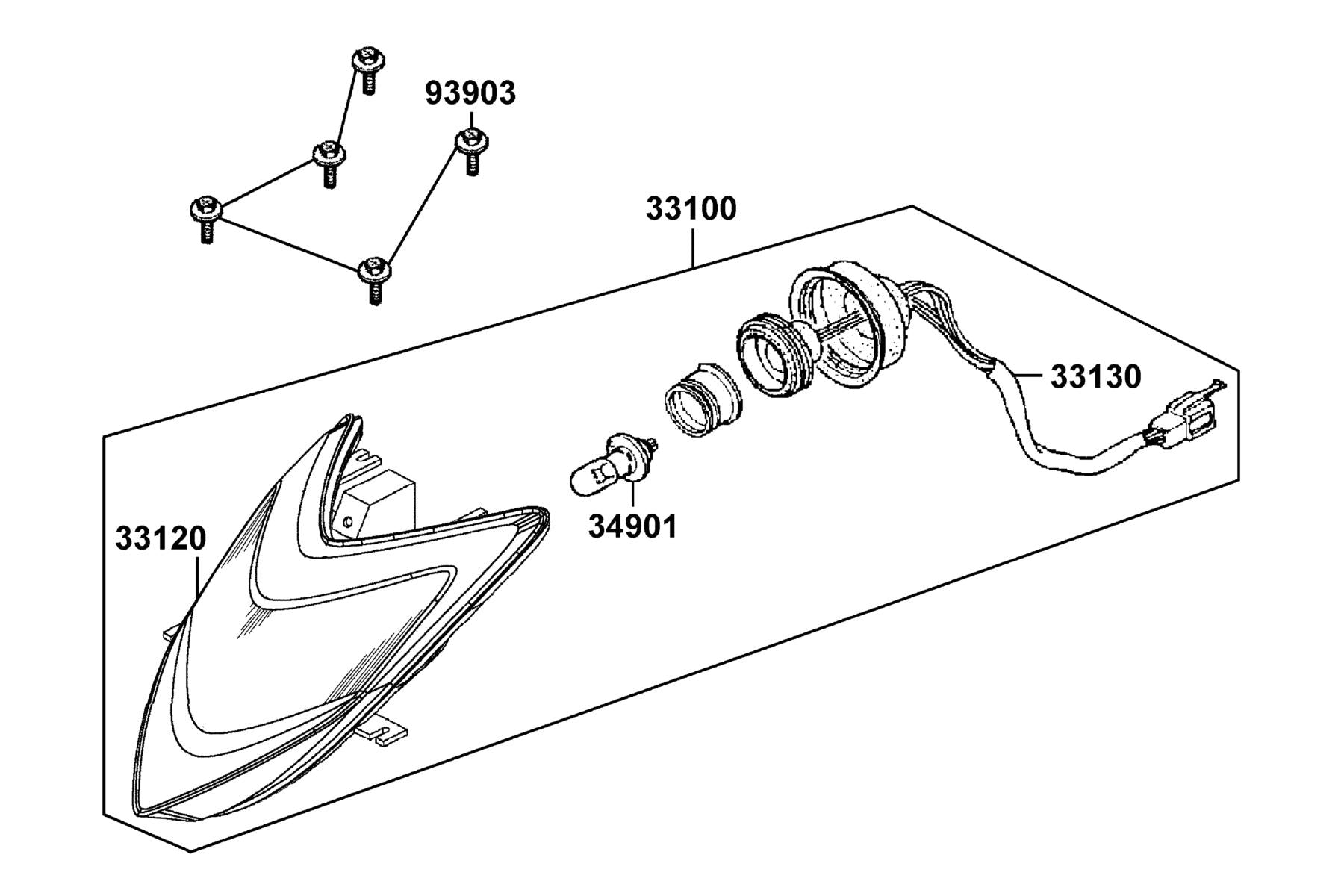 KYMCO Head Light exploded-view diagram, MONGOOSE 70