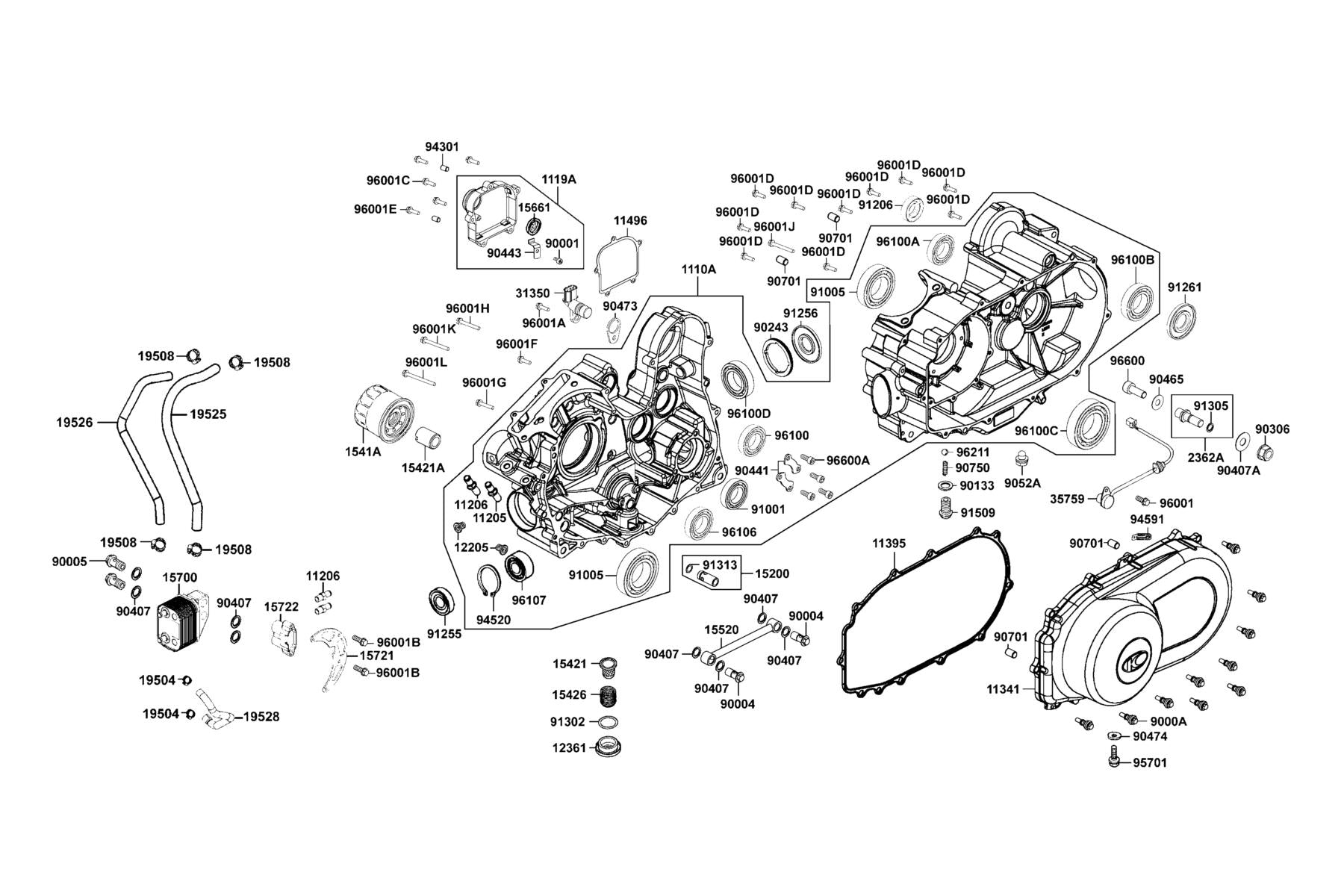 Oil Cooler Hose Water Ex — 19528-LEE8-E00 — KYMCO exploded-view diagram