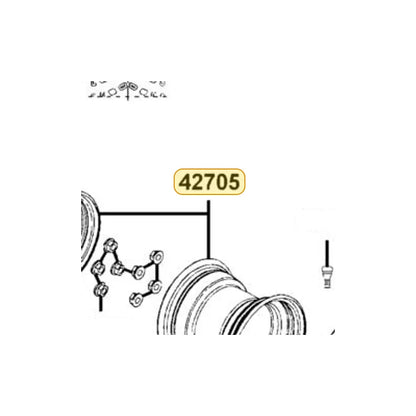 KYMCO Rear Wheel Rim Complete ( Black ) 42705-LBA7-910-N1S, part location on the factory exploded-view diagram