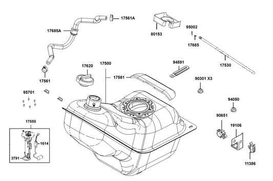 Tank Comp Fuel — 17500-BAC8-E00 — KYMCO exploded-view diagram