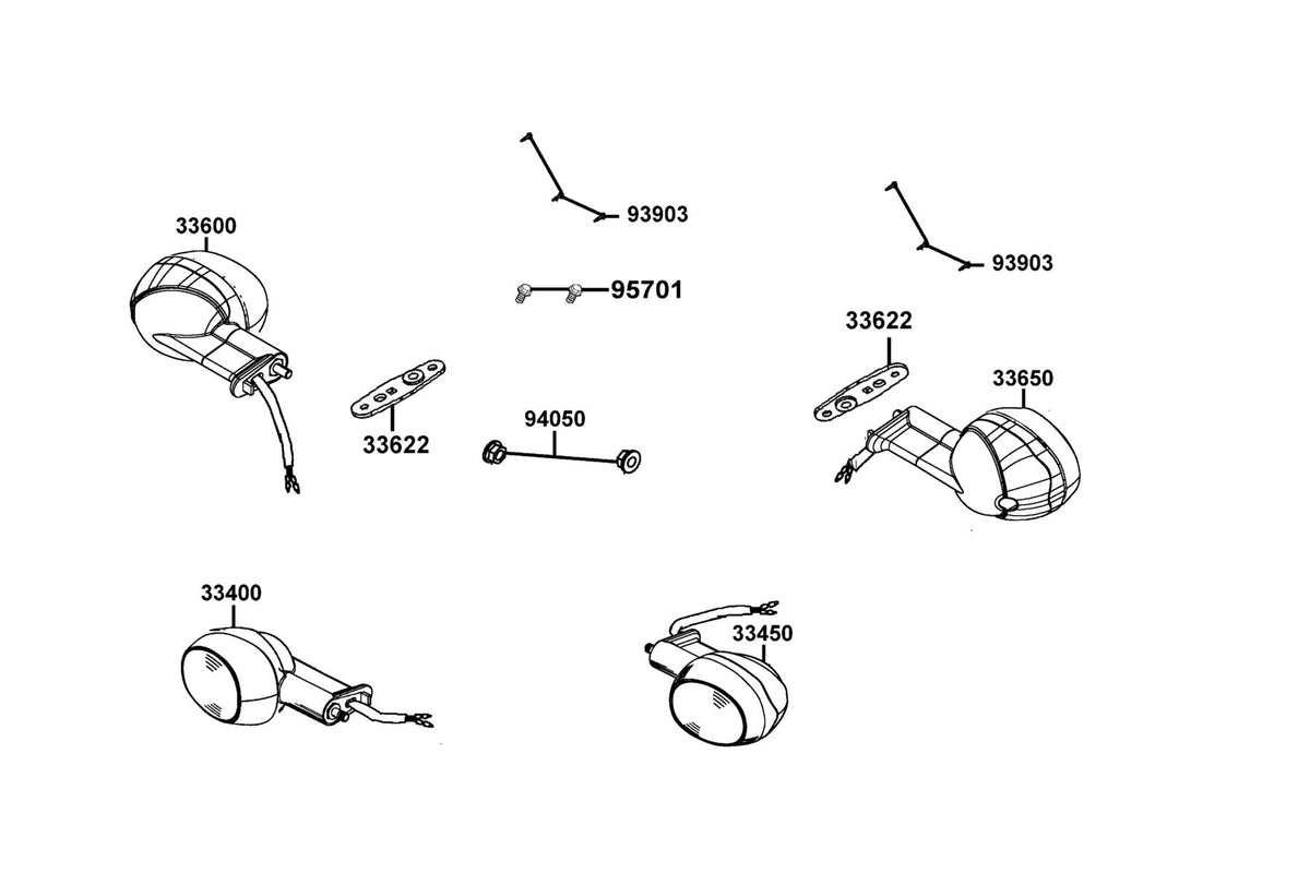 KYMCO Front Winker exploded-view diagram, Super 8 50