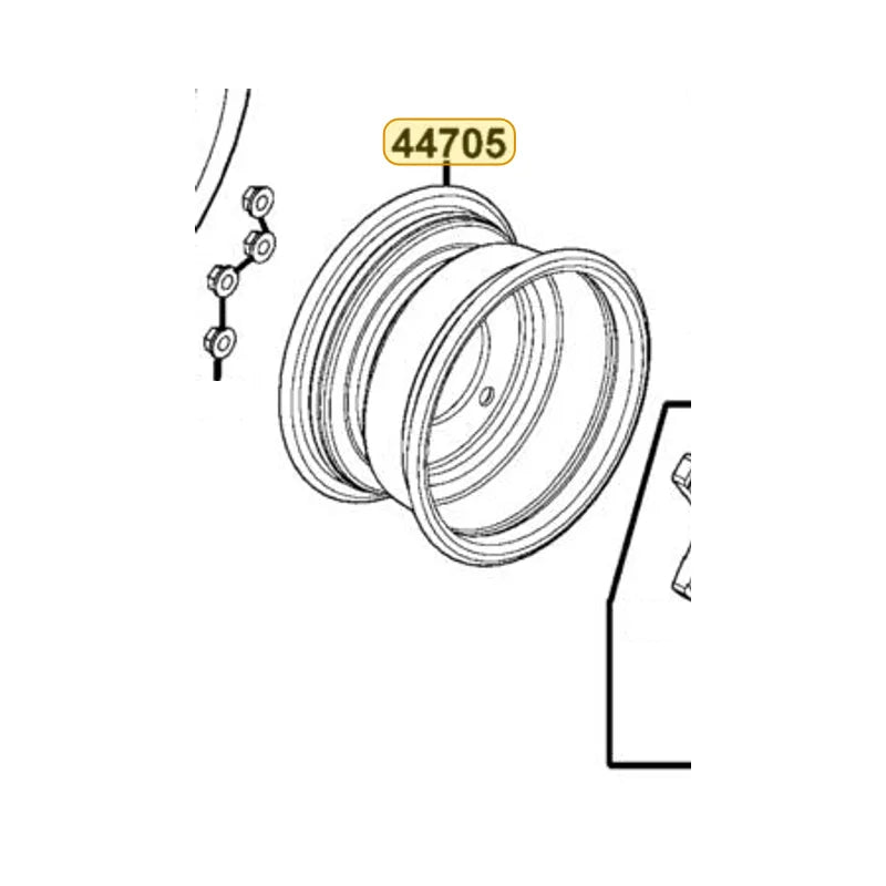 KYMCO Front Wheel Rim 44705-ADC6-E00-N1A, part location on the factory exploded-view diagram