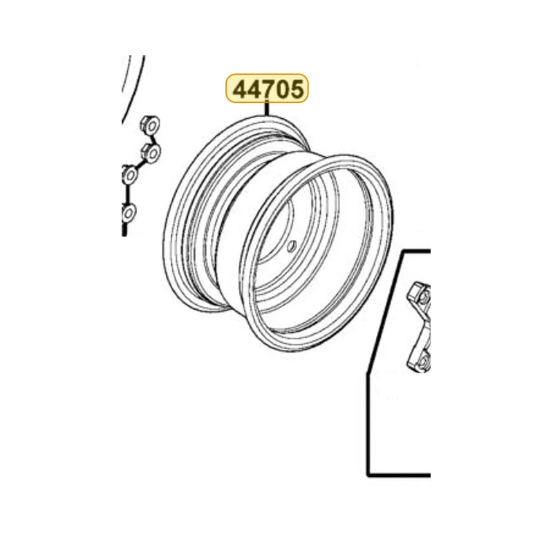 KYMCO Front Wheel Rim Complete ( Black ) 44705-LBA7-910-N1S, part location on the factory exploded-view diagram