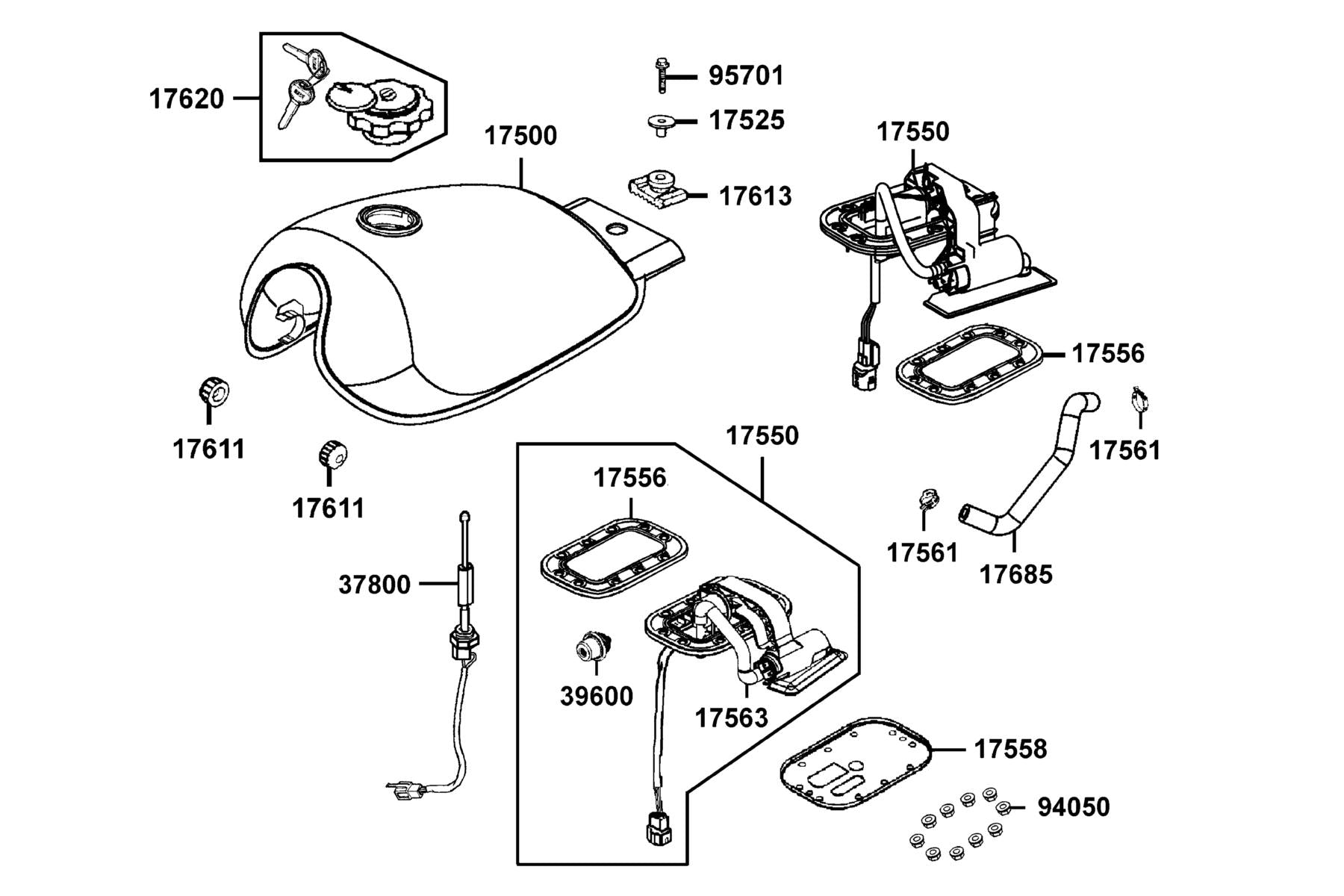 Tank Comp Fuel — 17500-LGM5-900-NMS — KYMCO exploded-view diagram